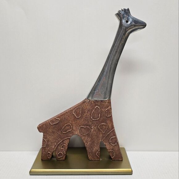 Aluminum And Ceramic Giraffe statue Figurine Vintage Philippines - Picture 1 of 8